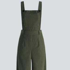 Cider - Wide Leg Corduroy Jumpsuit - Women's Large - Olive Green